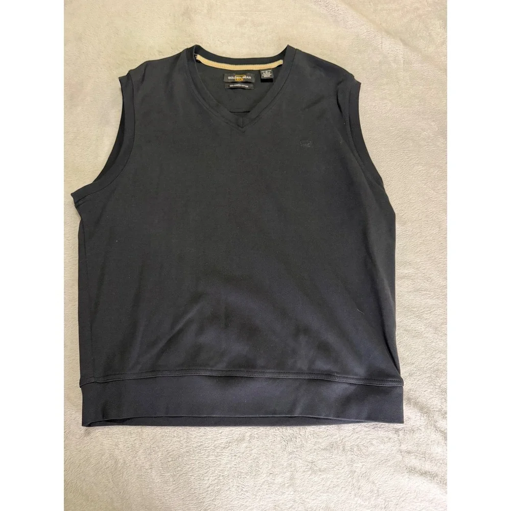 Golden Bear Golf Mens Black V-Neck Sweater Vest 100% Combed Cotton Size M